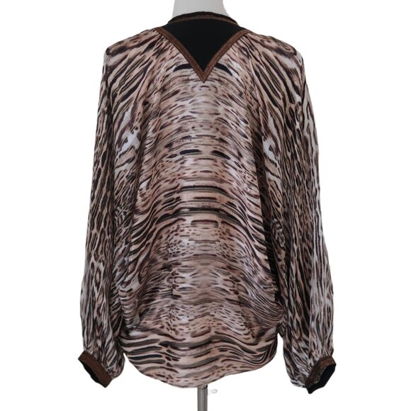 AMANDA WAKELEY Ocelot print silk boho top UK 8 US 4 S - Picture 3 of 9